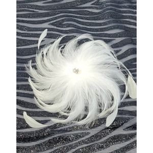 David's Bridal Feather flower hair clip with Swarovski crystal bead wedding